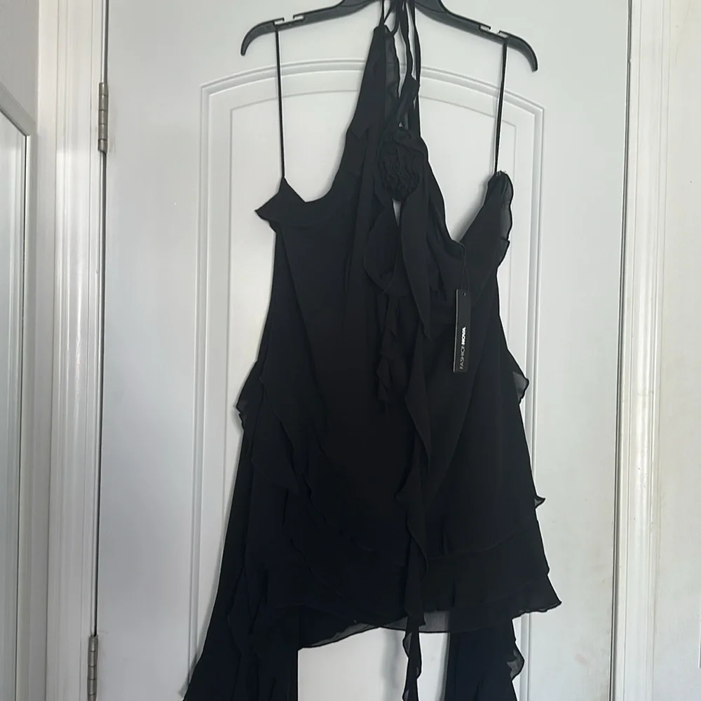 NWT Fashion Nova Ruffles and Roses Midi Dress Black Sz 2X - Picture 11 of 16